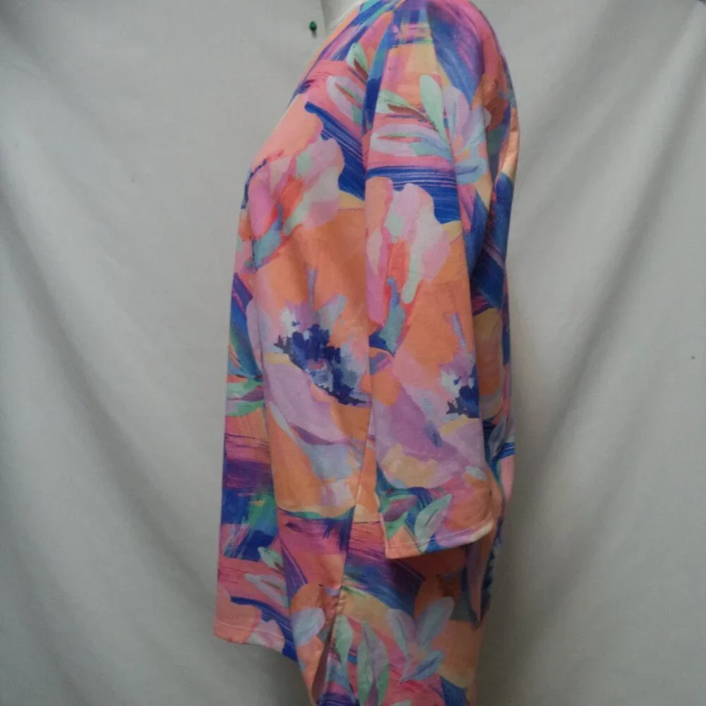 Soft Surroundings Felisa knit Floral tunic top blouse V-neck Size Sz Large Lg L - Picture 6 of 13